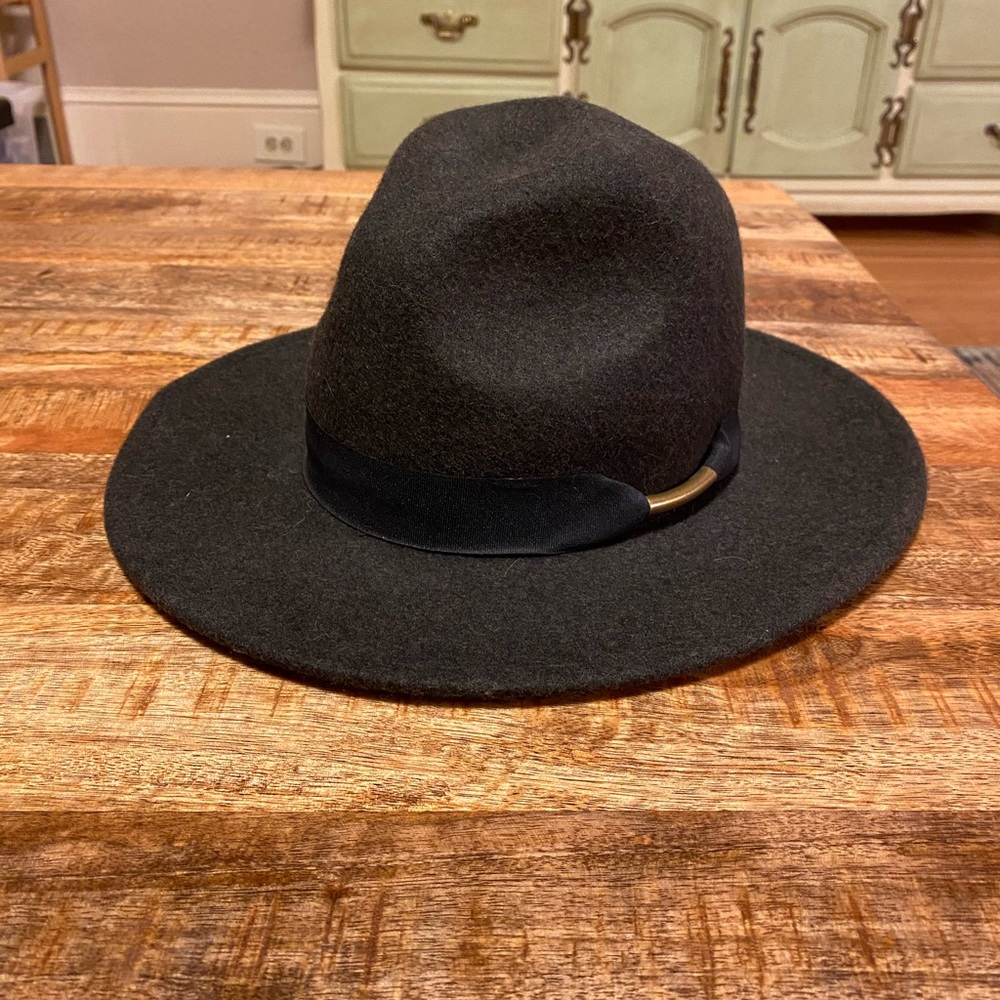 Dark gray world market 22in 100% wool wide brim felt fashion womens hat